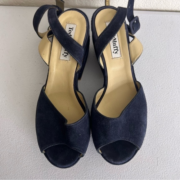 Ted & Muffy suede heels ankle strap blue size 37 - Picture 7 of 9